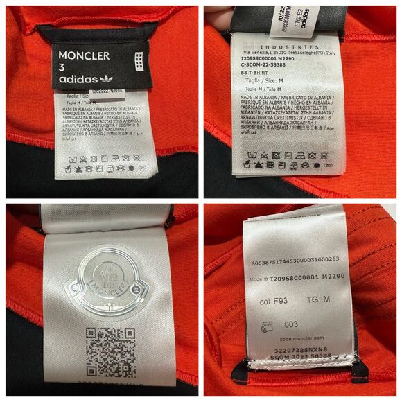 Moncler x Adidas T-Shirt Men's Size M Black Orange Cotton Short Sleeve NWT $380 - Picture 12 of 15